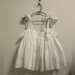 Caroline Constas Mer Silver White Stripe Bow Tank size Large (L)